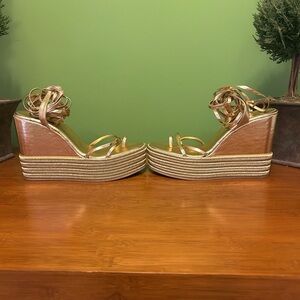 Jeffrey Campbell Metallic Gold Wedges
